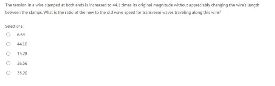 The tension in a wire clamped at both ends is