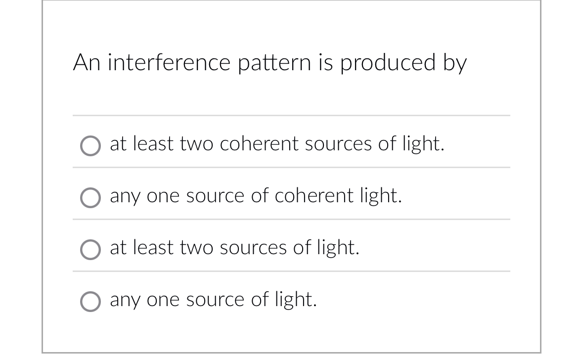 An interference pattern is produced by at least