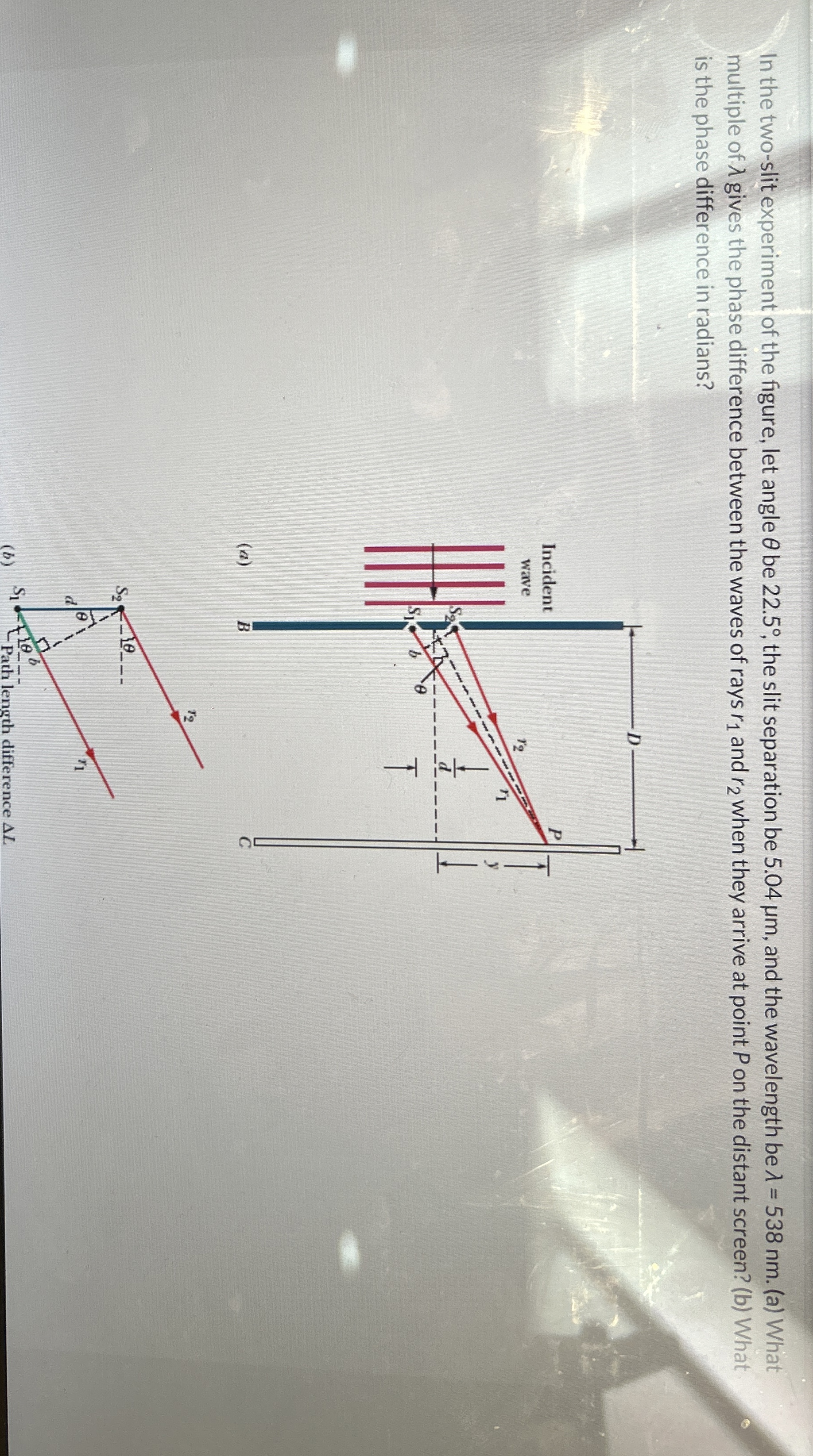 In the two - slit experiment of the figure, let