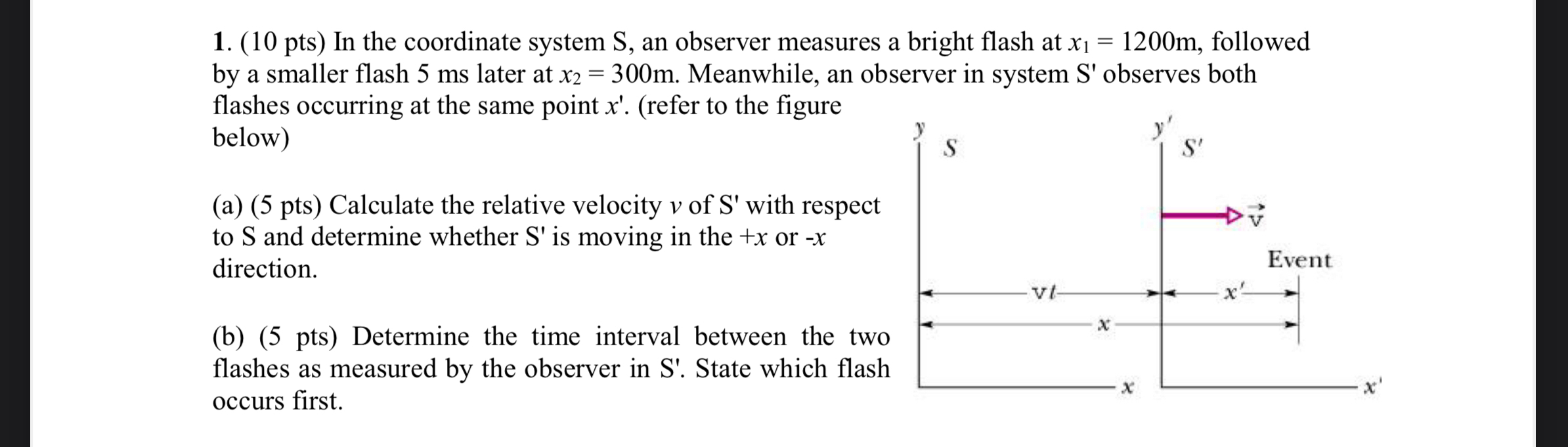 ( 1 0 pts ) In the coordinate system S , an