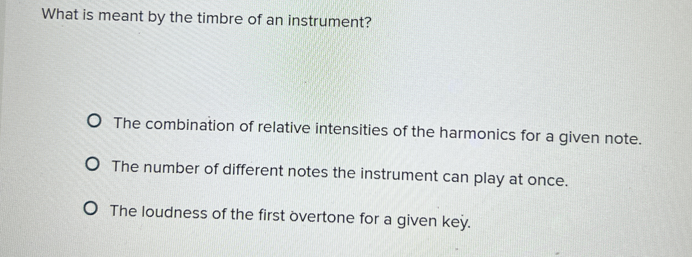 What is meant by the timbre of an instrument? The