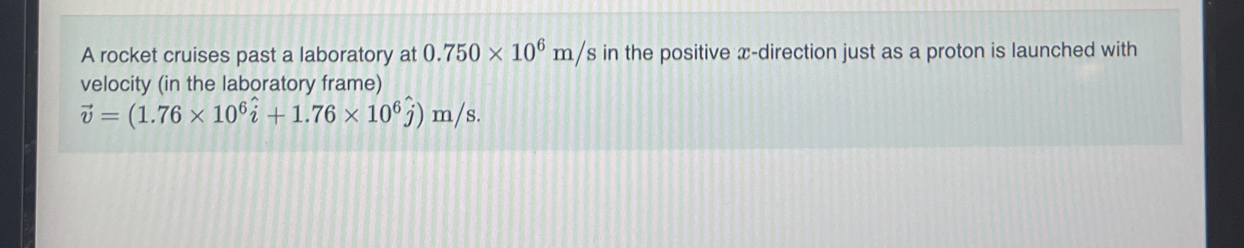 A rocket cruises past a laboratory at 0 . 7 5 0 1