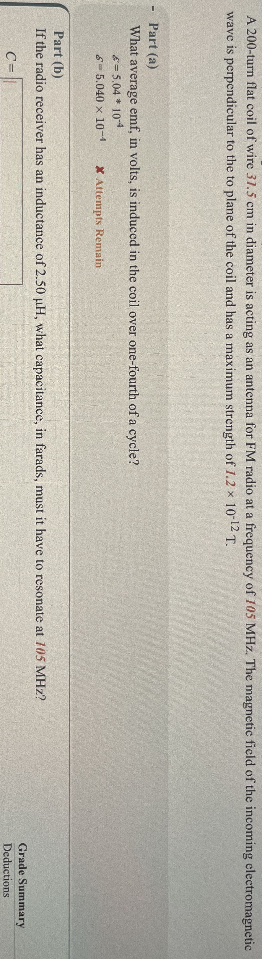 A 2 0 0 - turn flat coil of wire 3 1 . 5 cm in