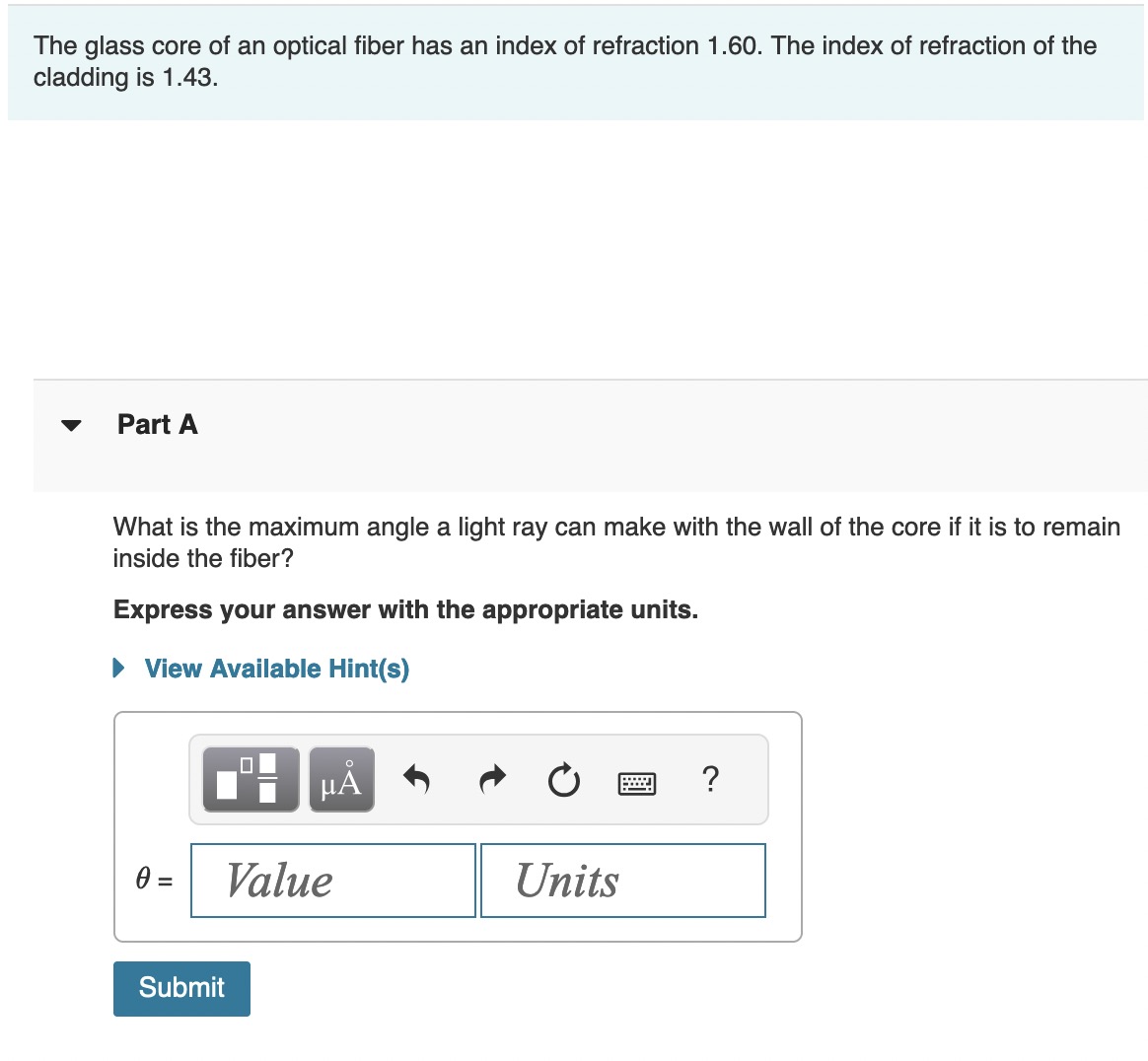 ask expert The glass core of an optical fiber has