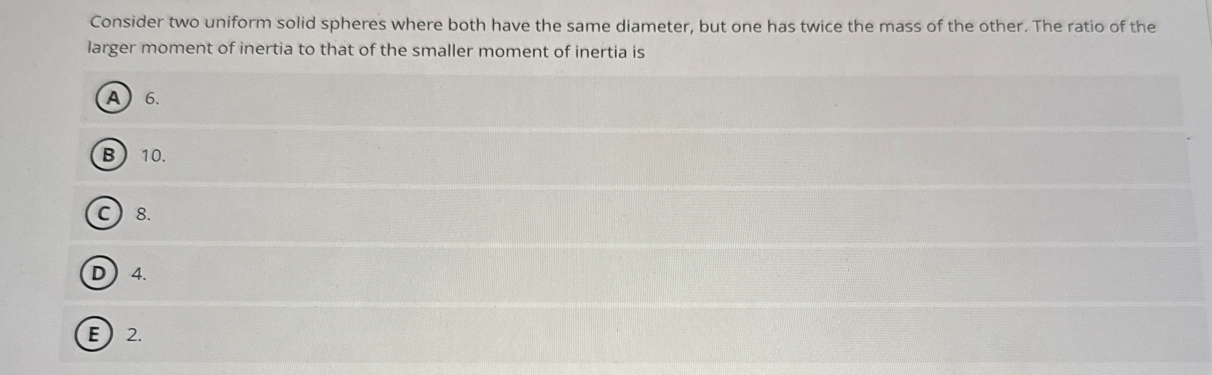 Consider two uniform solid spheres where both