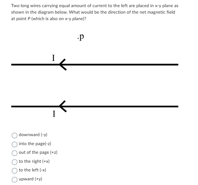Two long wires carrying equal amount of current
