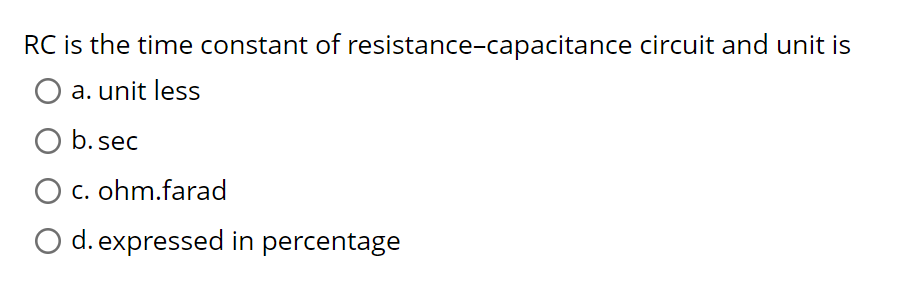 \ ( R C \ ) is the time constant of resistance -
