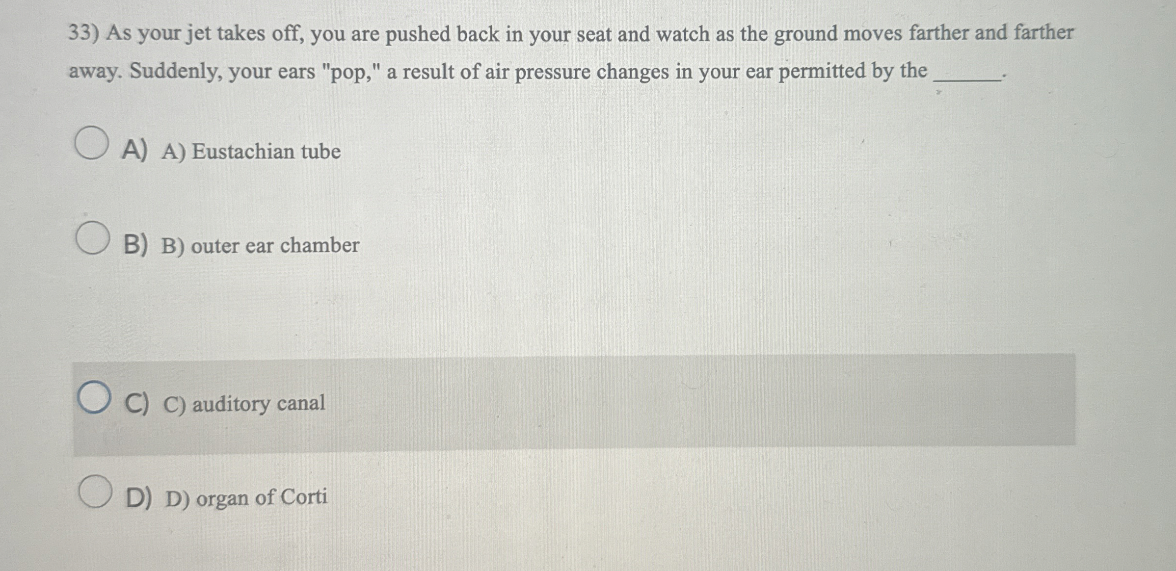 As your jet takes off, you are pushed back in