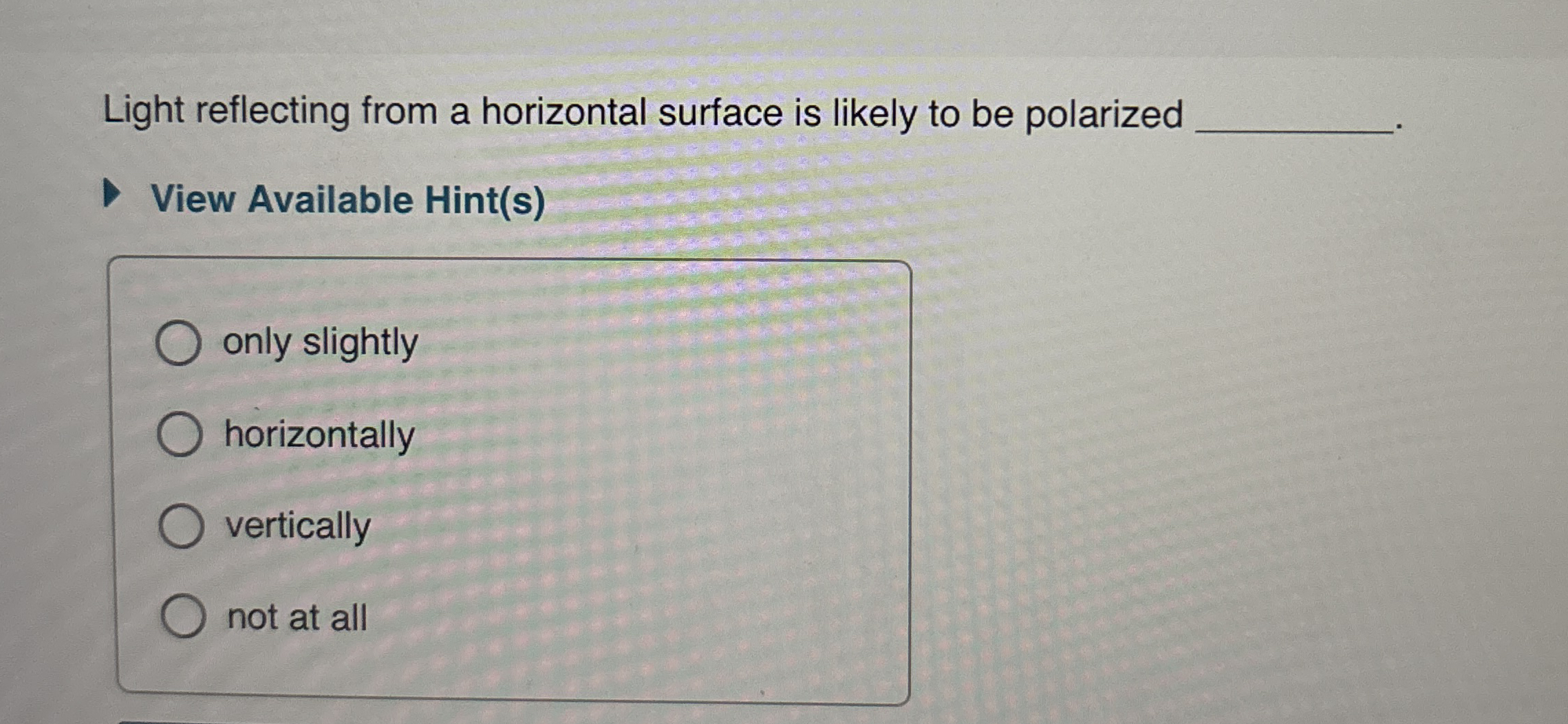 Light reflecting from a horizontal surface is