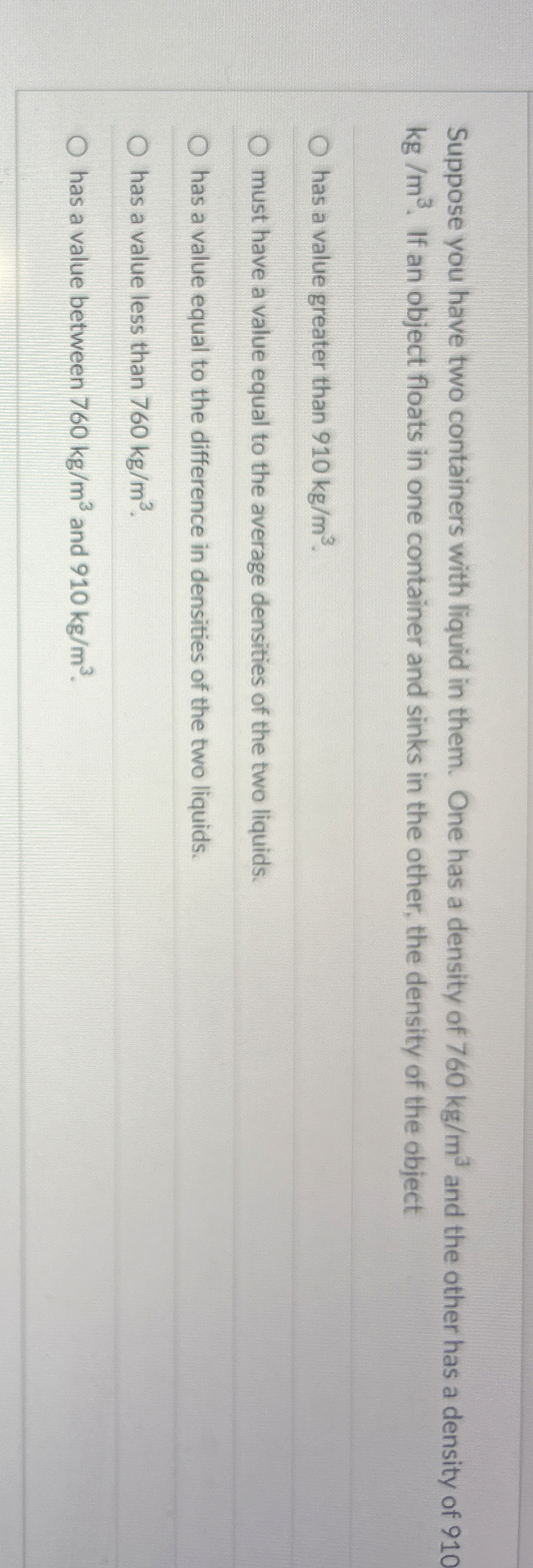 Suppose you have two containers with liquid in