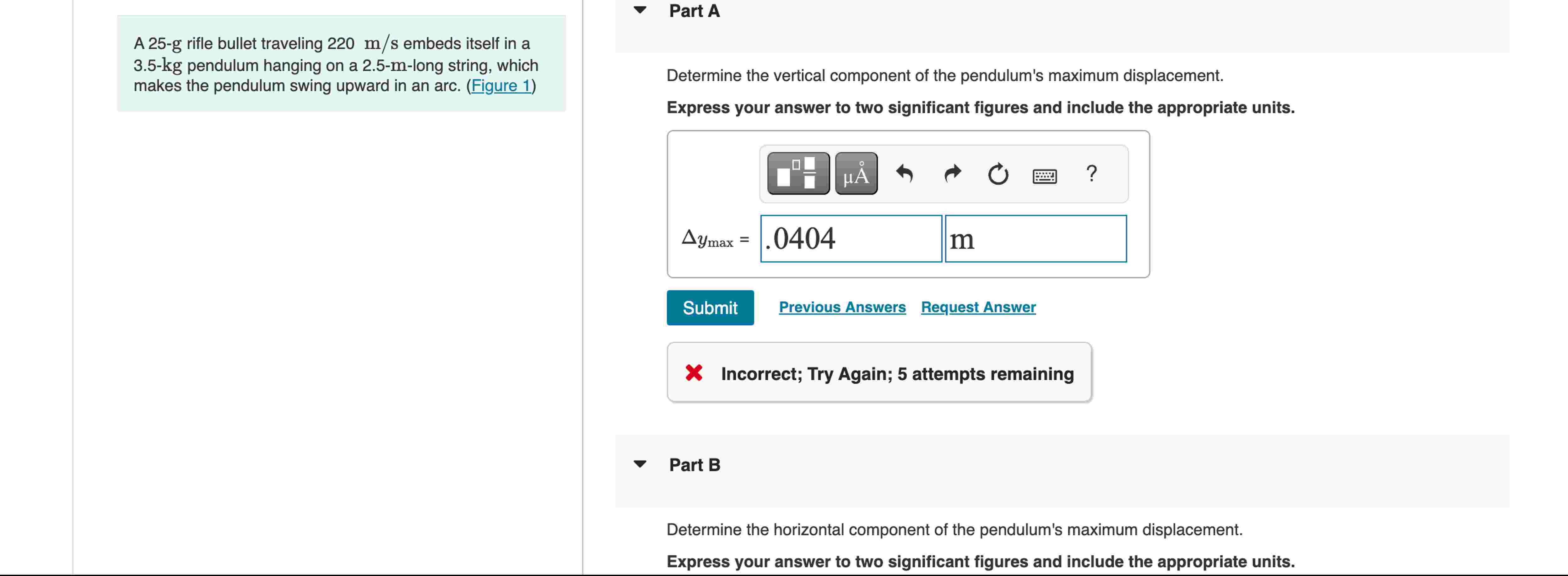 A 2 5 - g rifle bullet traveling \ ( 2 2 0 \