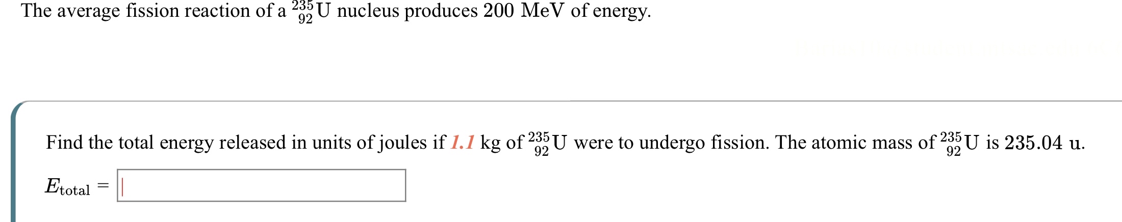 The average fission reaction of a ? 9 2 2 3 5 U