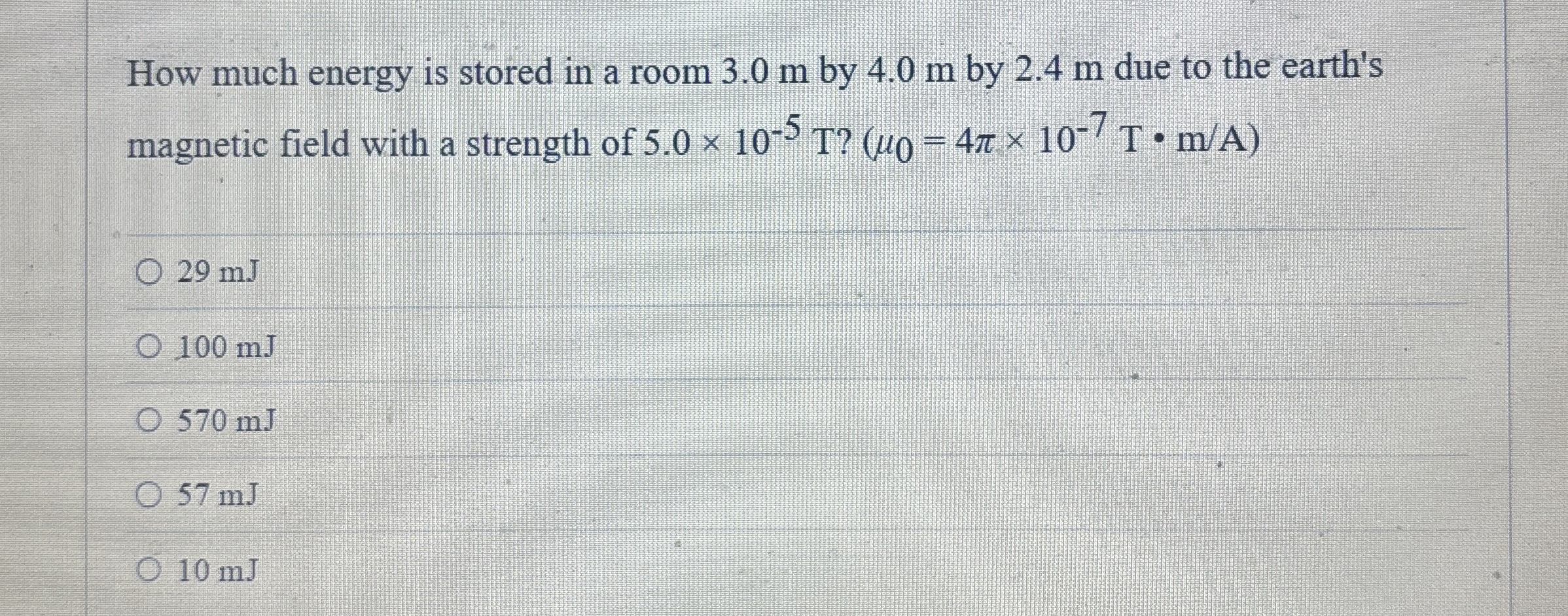 How much energy is stored in a room 3 . 0 m by 4