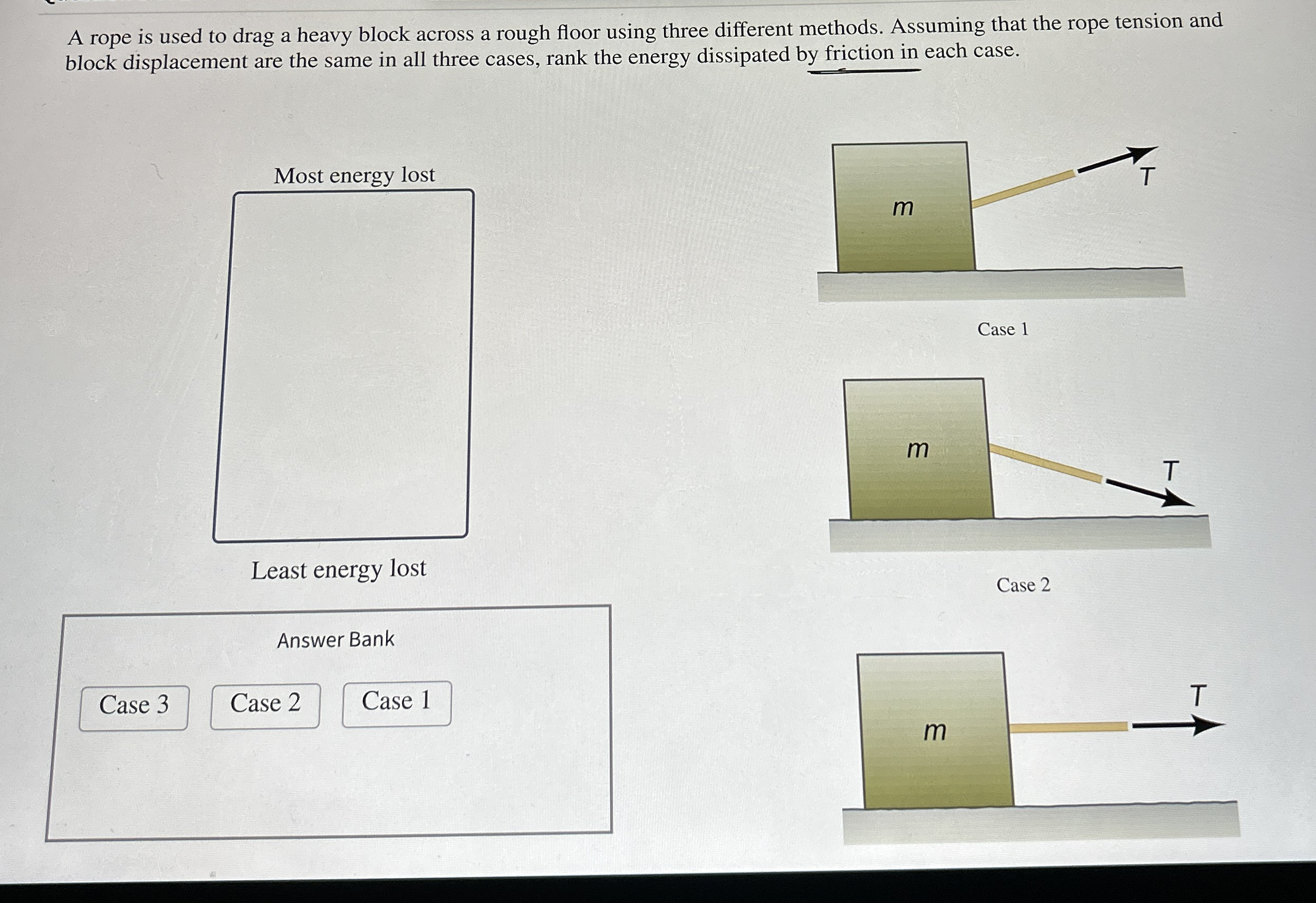 A rope is used to drag a heavy block across a