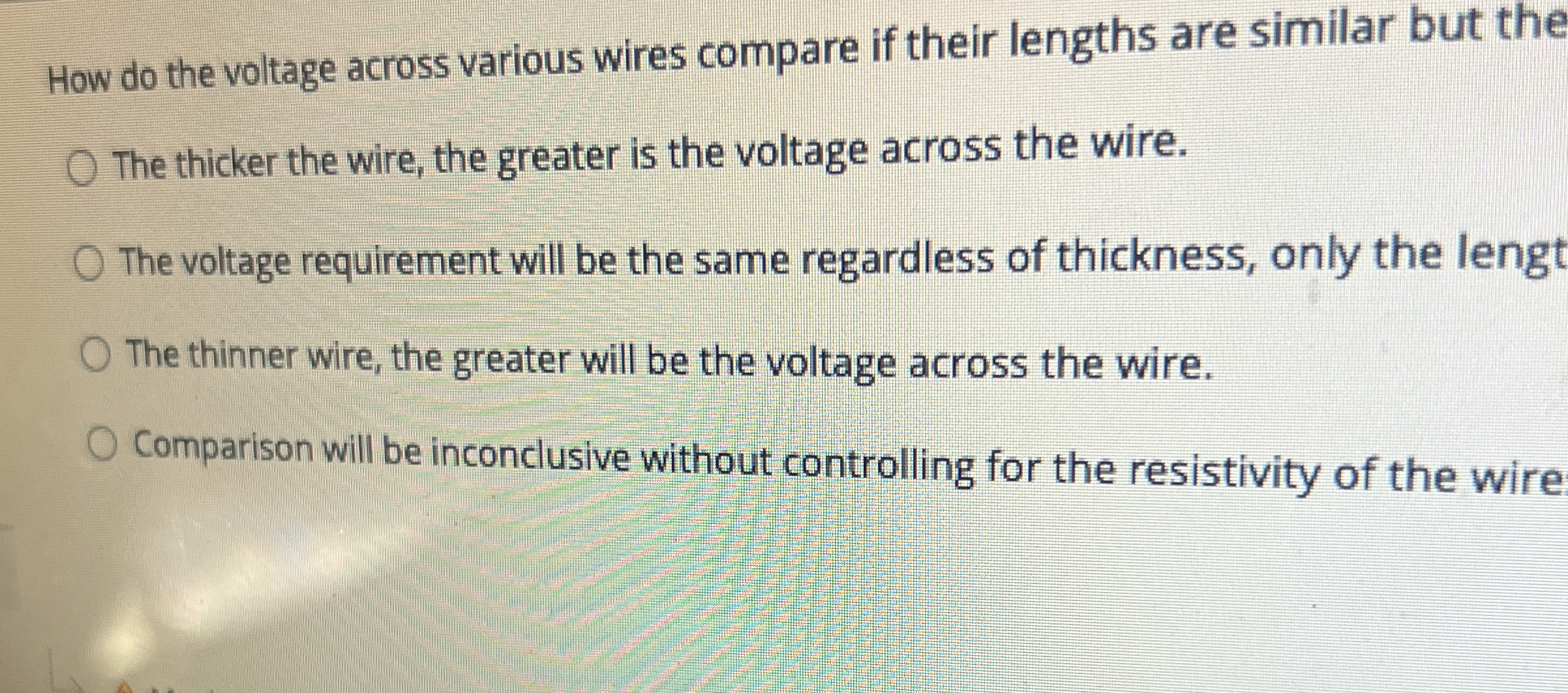 How do the voltage across various wires compare