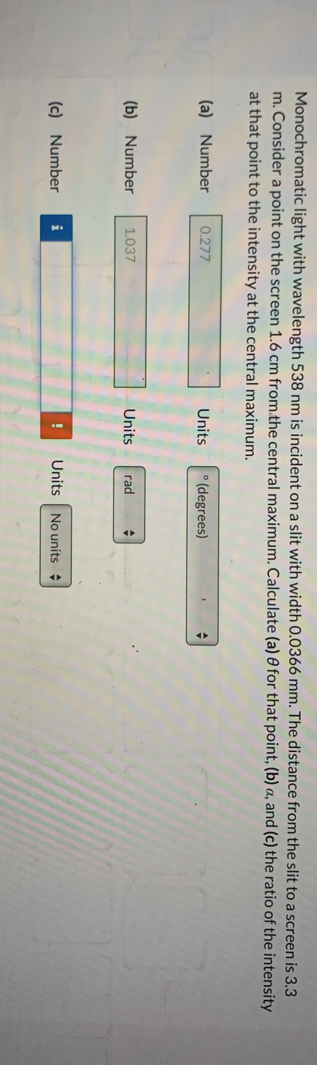 Monochromatic light with wavelength 5 3 8 nm is