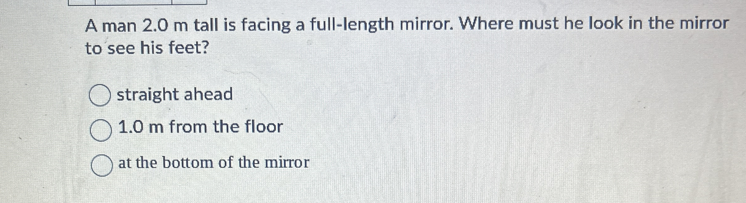 The actual depth of a shallow pool 1 . 0 0 m deep