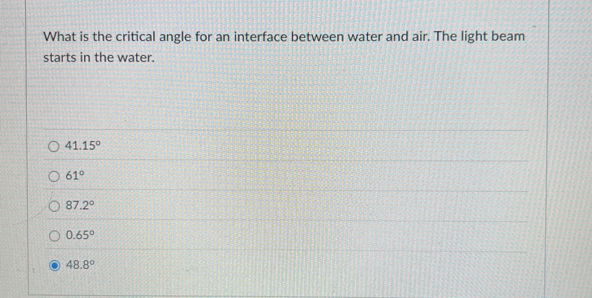 What is the critical angle for an interface