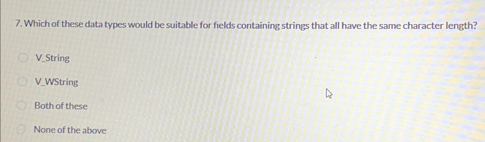 Which of these data types would be suitable for