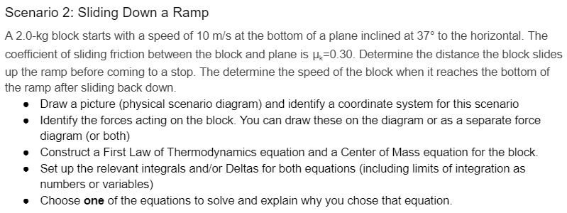 Scenario 2 : Sliding Down a Ramp A 2 . 0 - kg