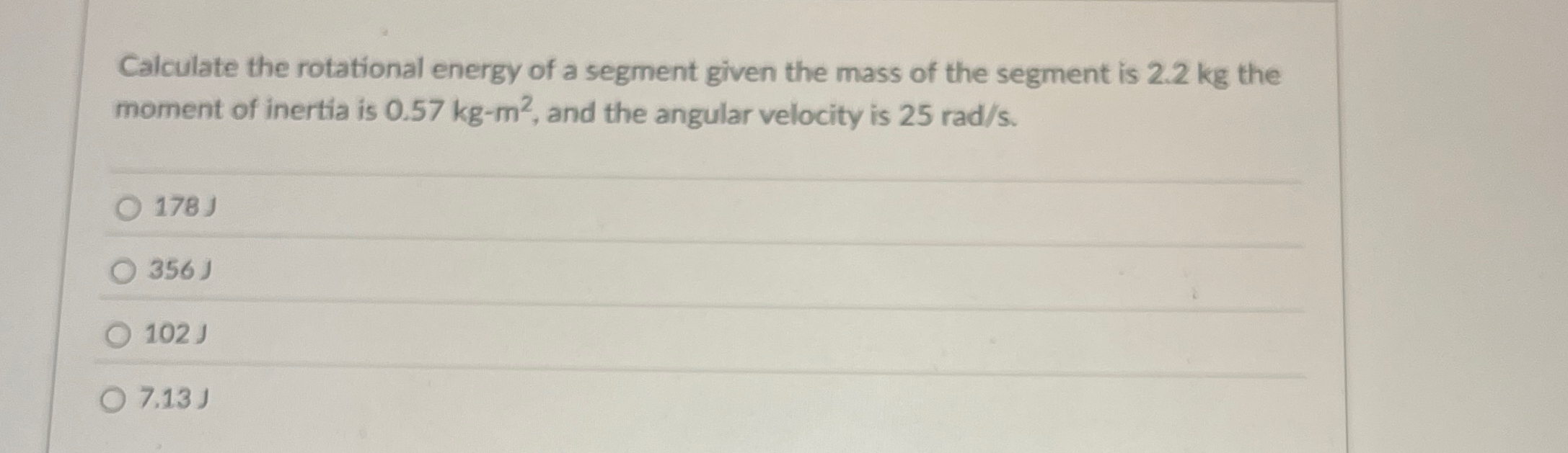 Calculate the rotational energy of a segment