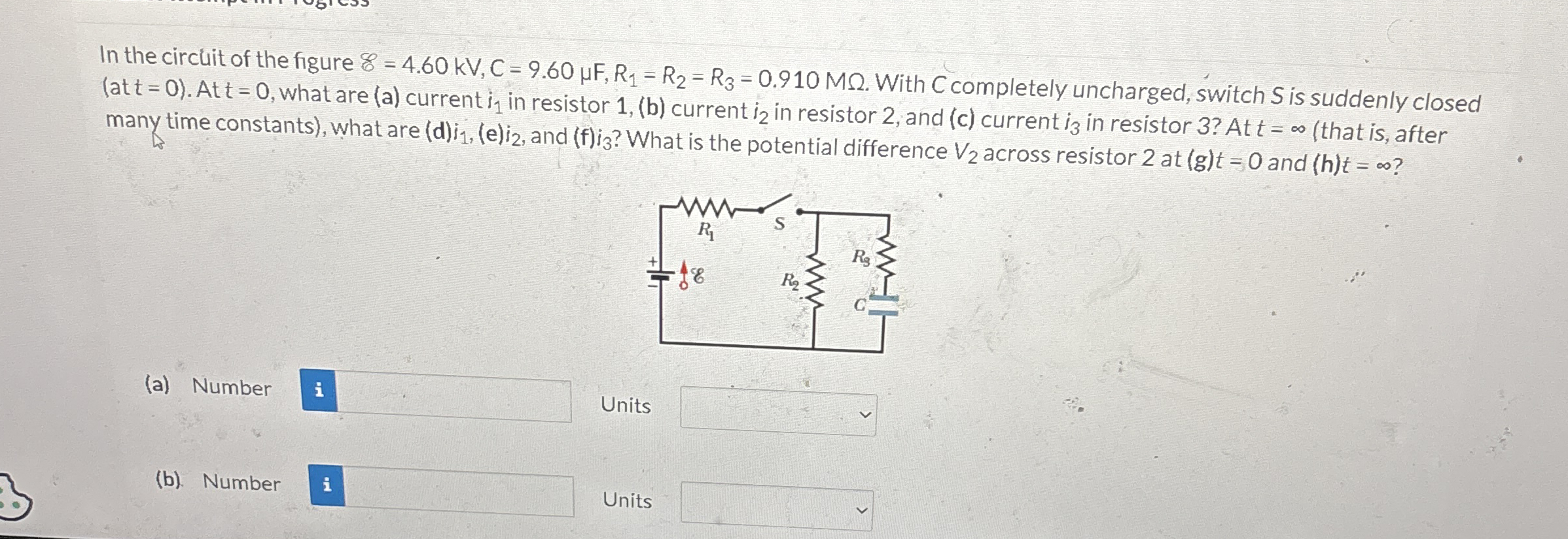 In the circlit of the figure E = 4 . 6 0 k V , C
