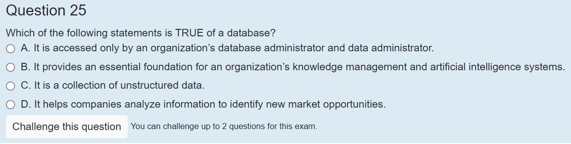 Question 2 5 Which of the following statements is