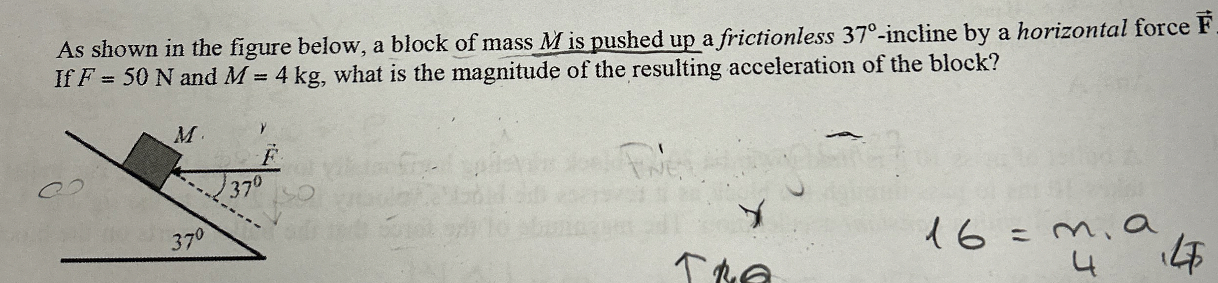 As shown in the figure below, a block of mass M