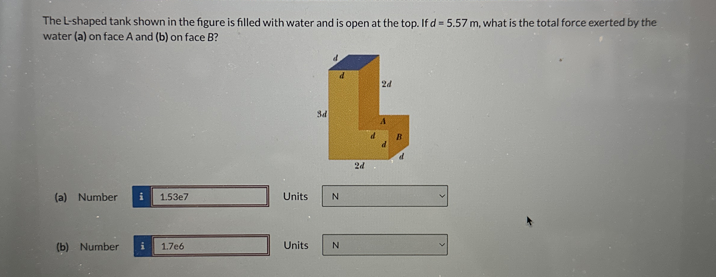 The L - shaped tank shown in the figure is filled