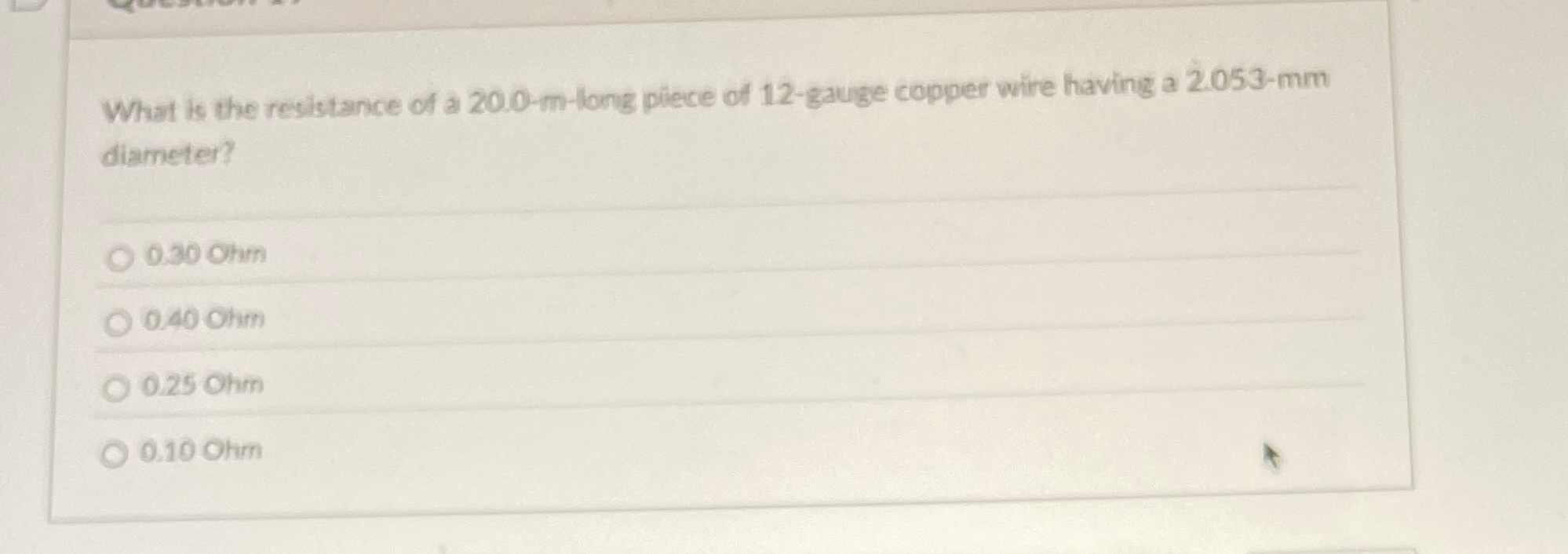 What is the resistance of a 2 0 . 0 - m - long