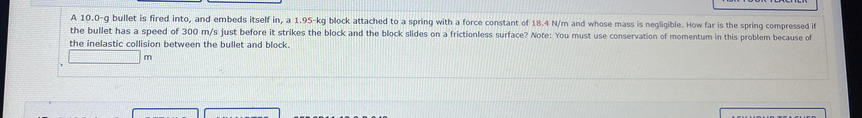 A 1 0 . 0 - g bullet is fired into, and embeds