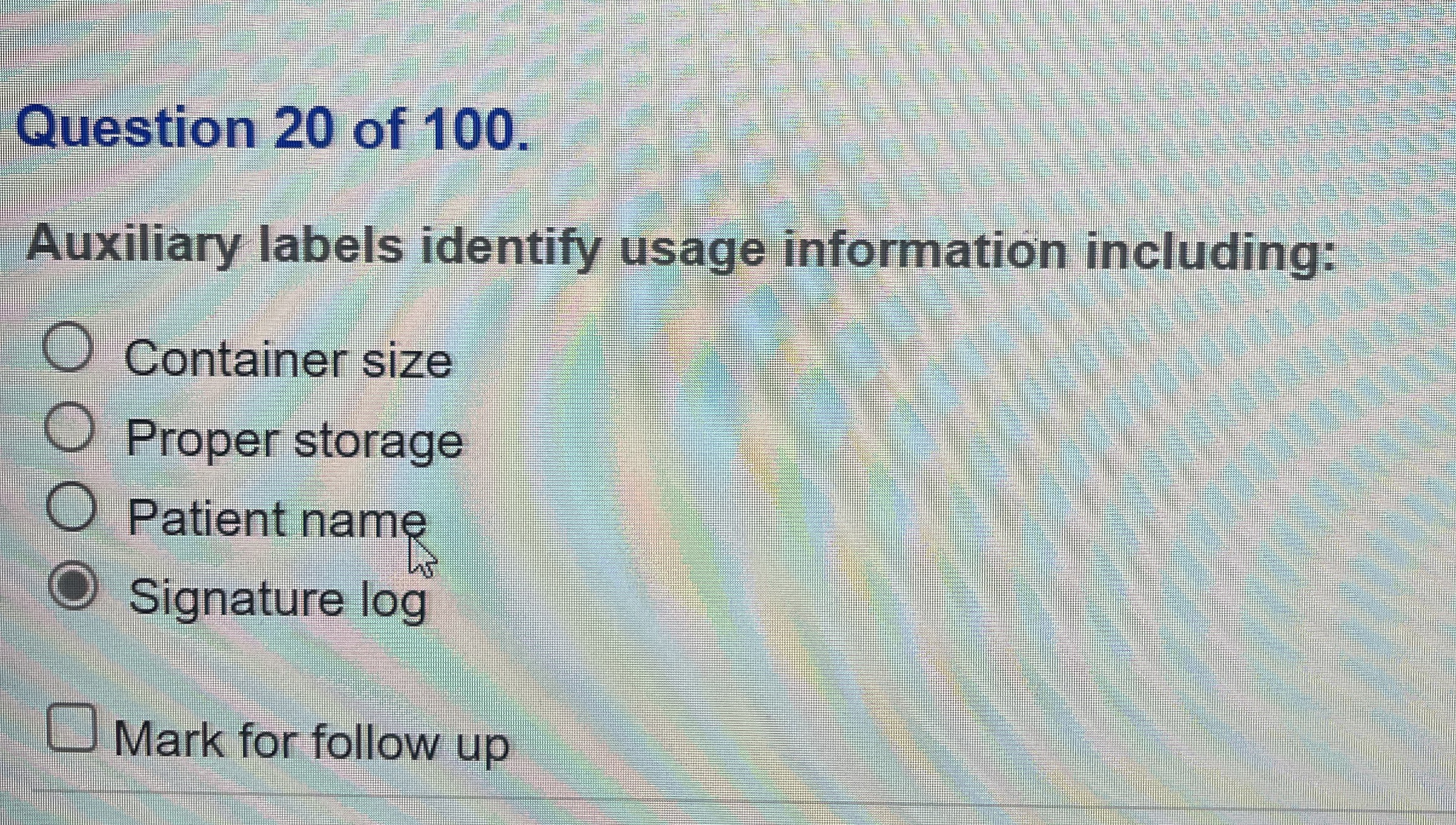 Question 2 0 of 1 0 0 . Auxiliary labels identify