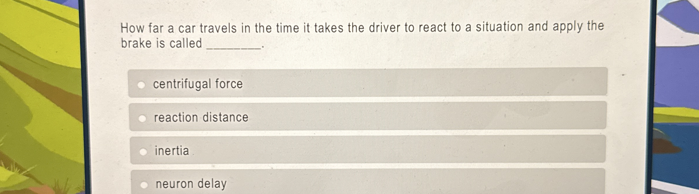 How far a car travels in the time it takes the