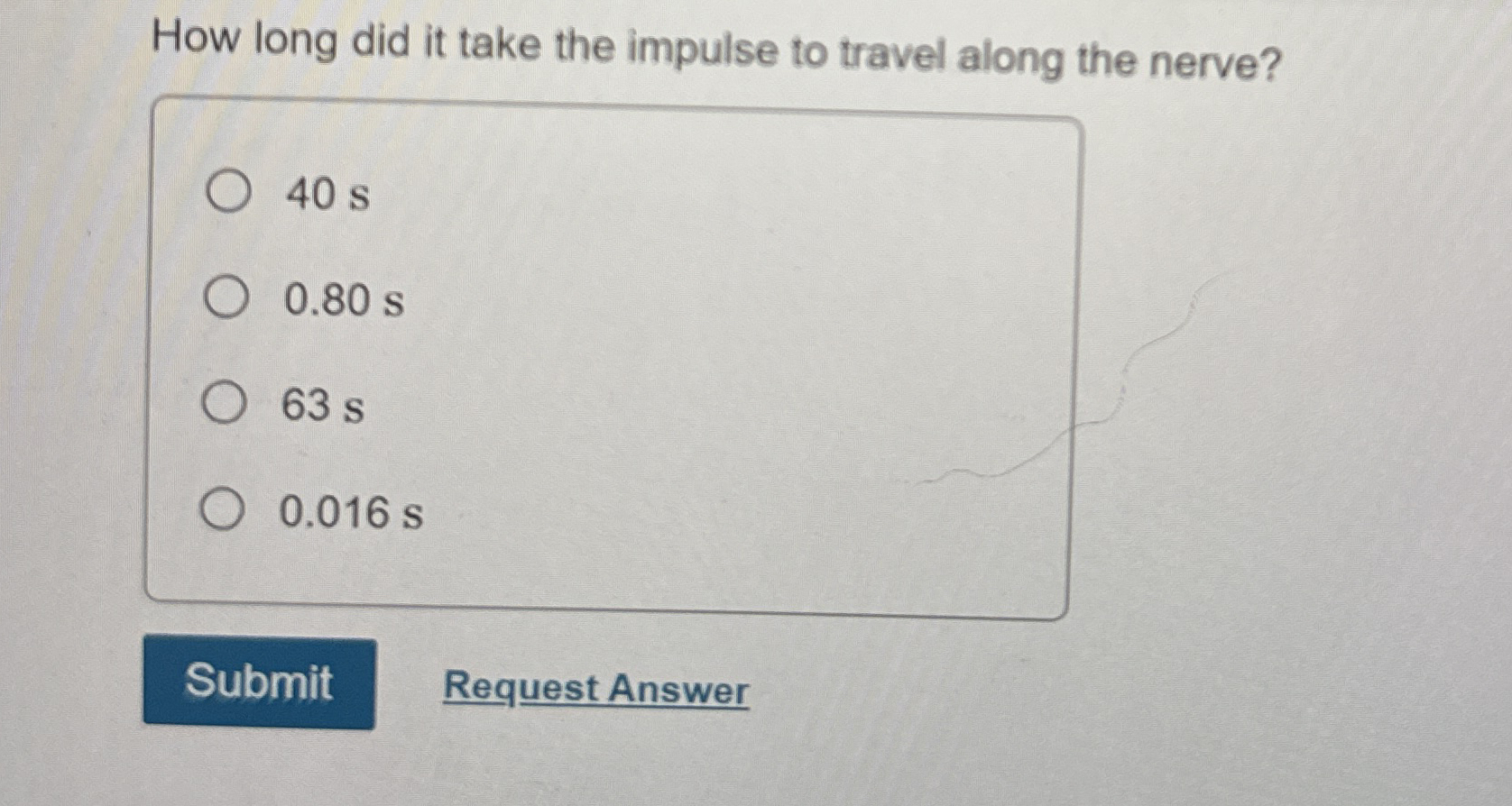How long did it take the impulse to travel along