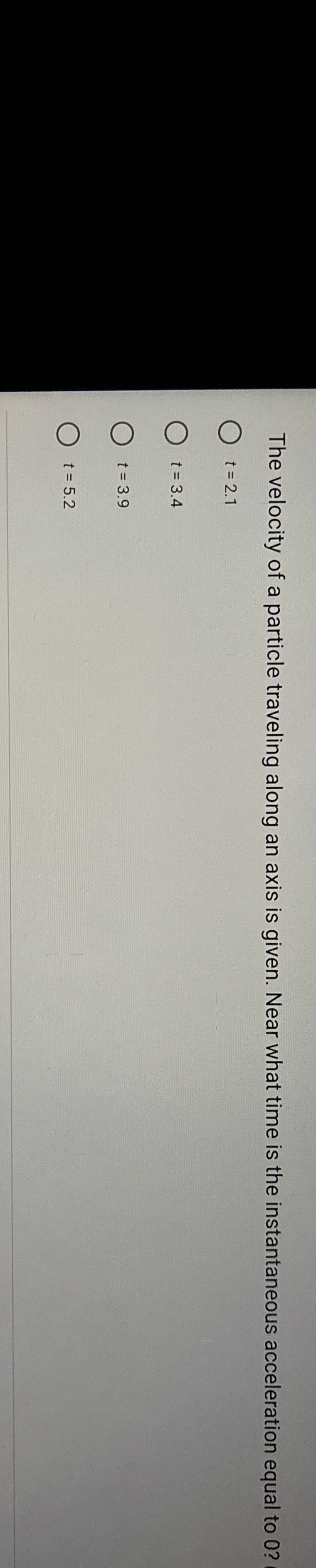 The velocity of a particle traveling along an