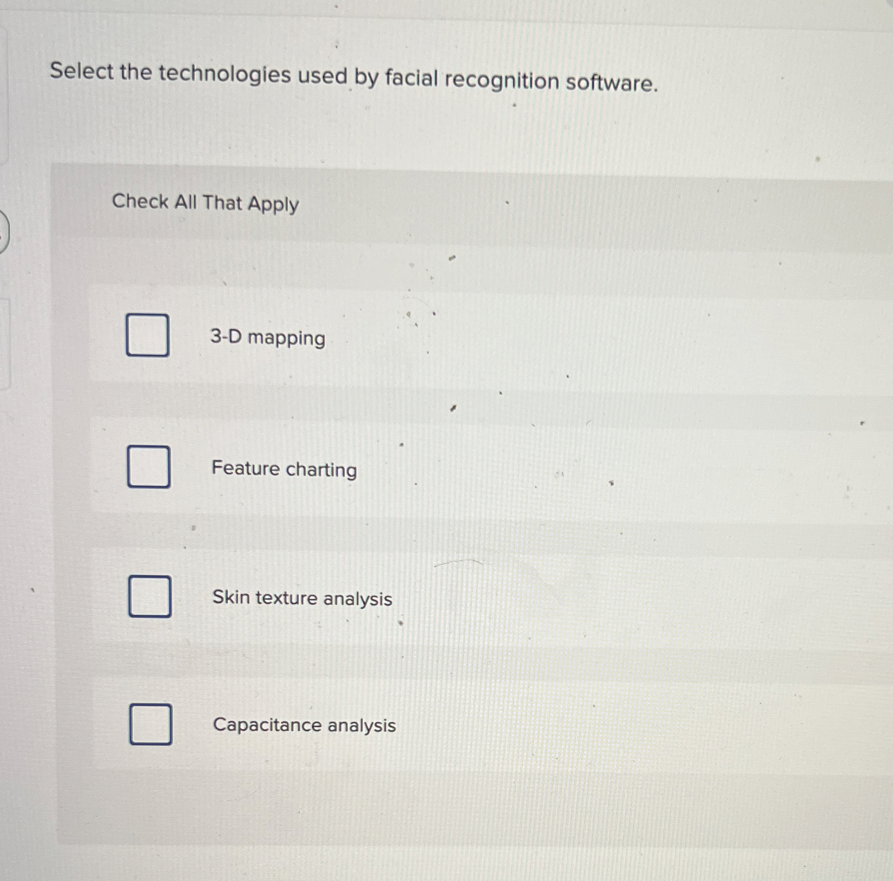 Select the technologies used by facial