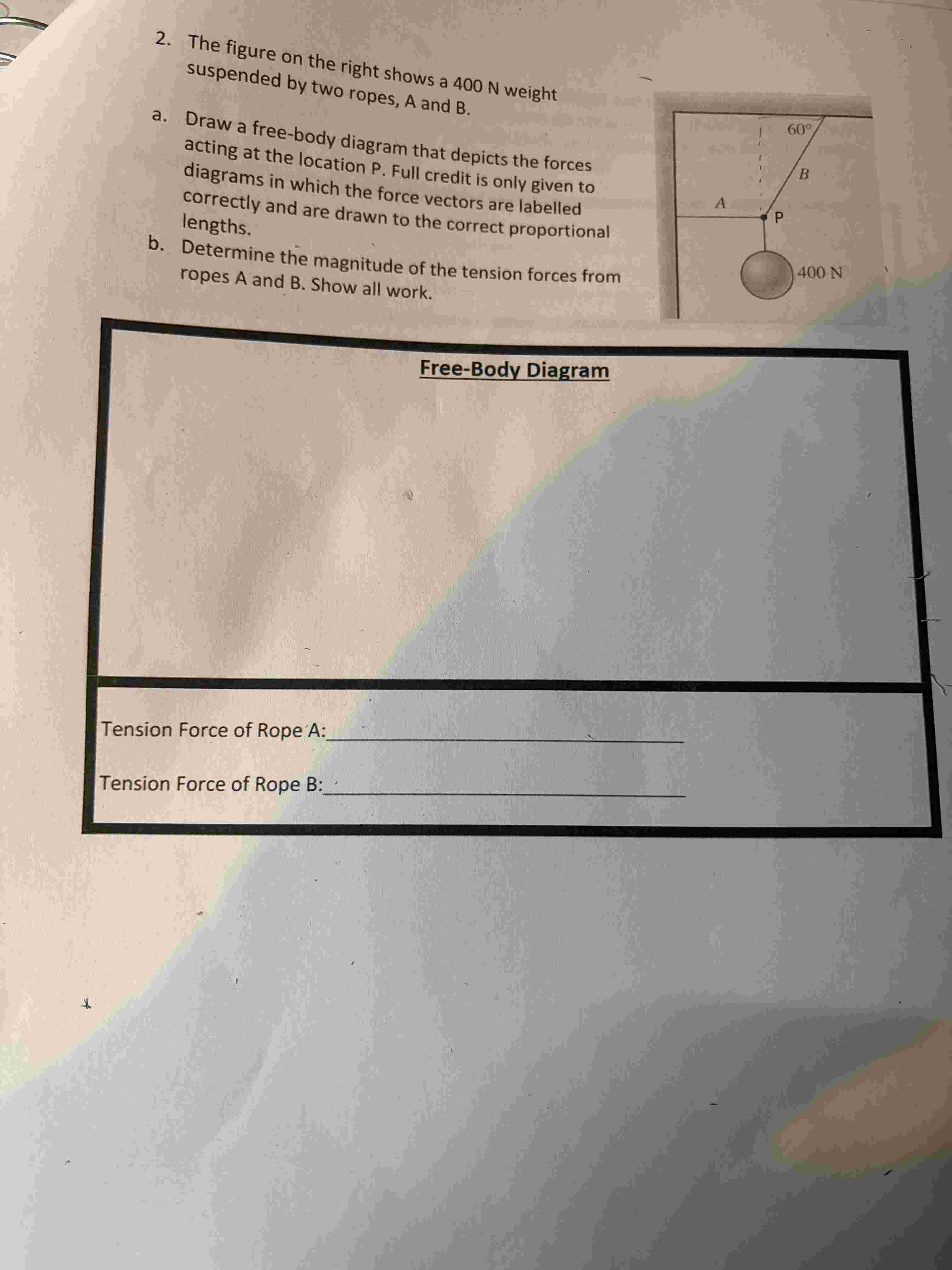 2 . The figure on the right shows a 4 0 0 N