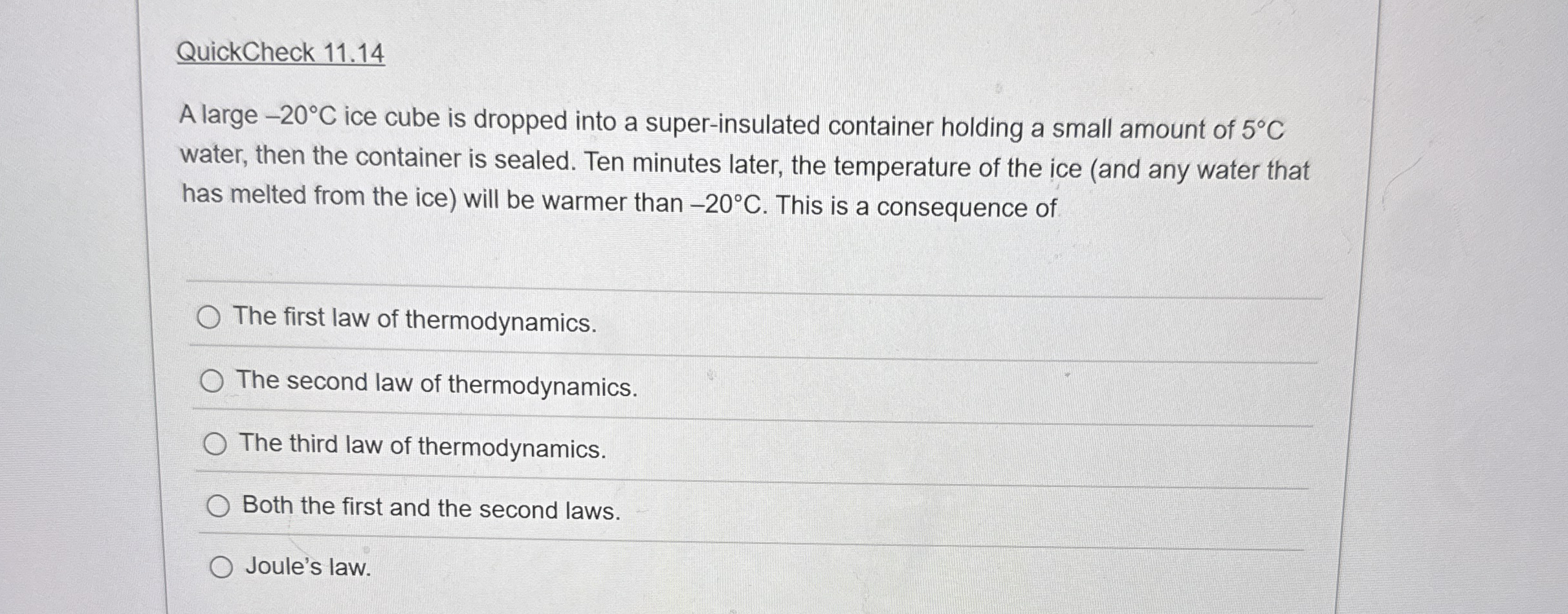 QuickCheck 1 1 . 1 4 A large - 2 0 C ice cube is