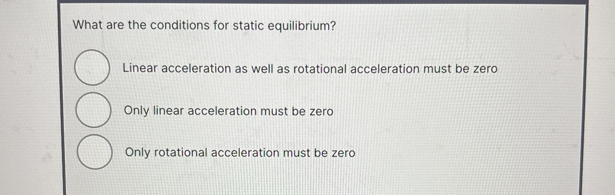 What are the conditions for static equilibrium?