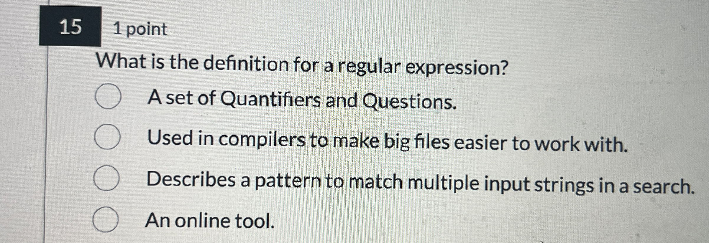 1 5 1 point What is the definition for a regular