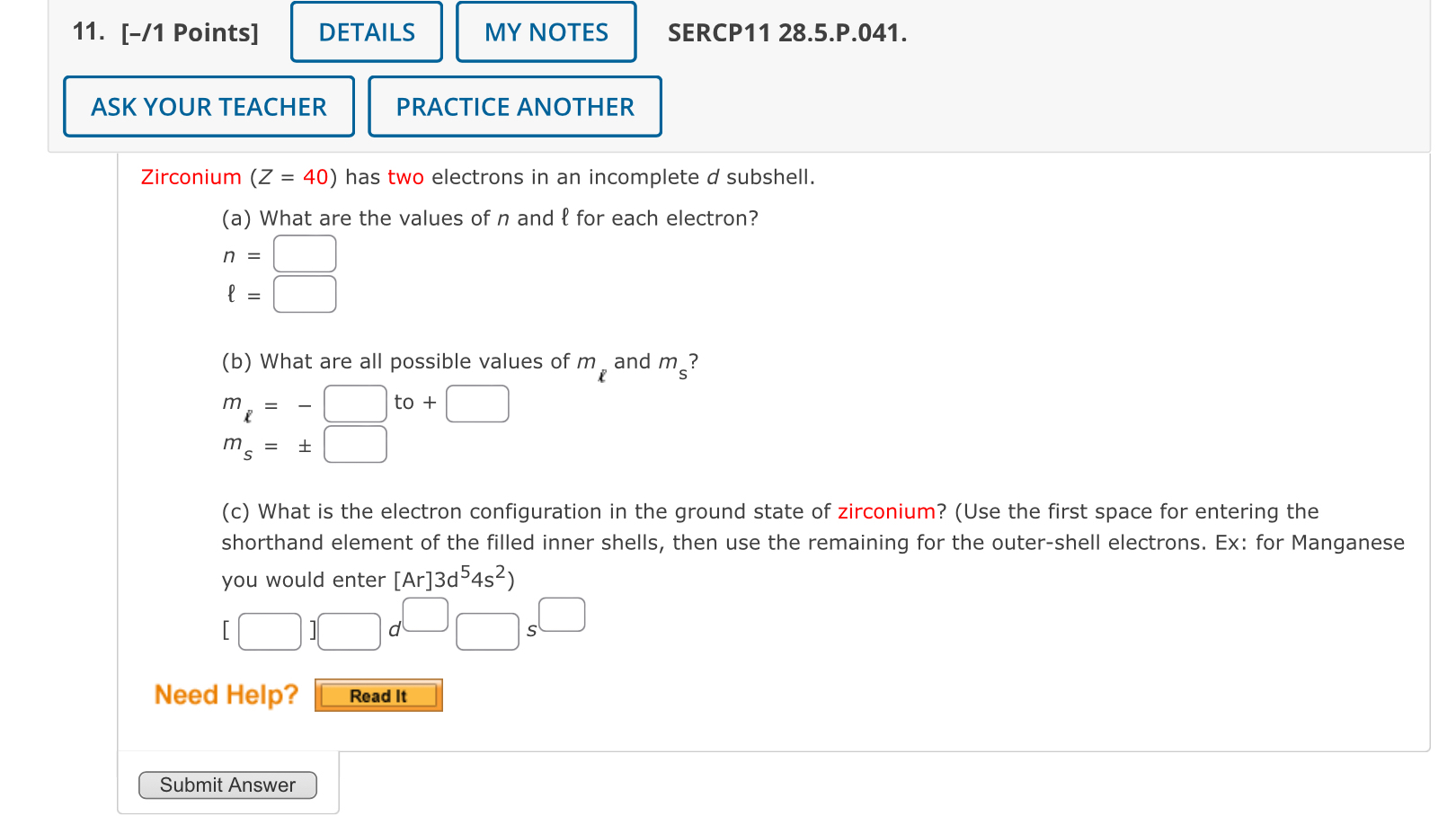 [ - / 1 Points ] SERCP 1 1 2 8 . 5 . P . 0 4 1 .
