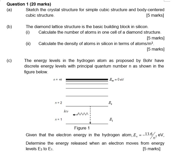 Question 1 ( 2 0 marks ) ( a ) Sketch the crystal