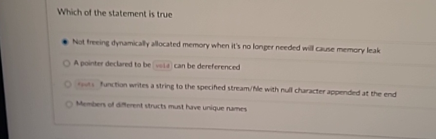 Which of the statement is true Not freeing