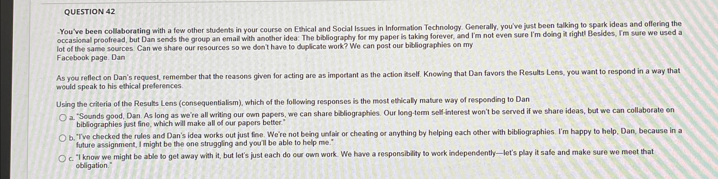 QUESTION 4 2 - You've been collaborating with a