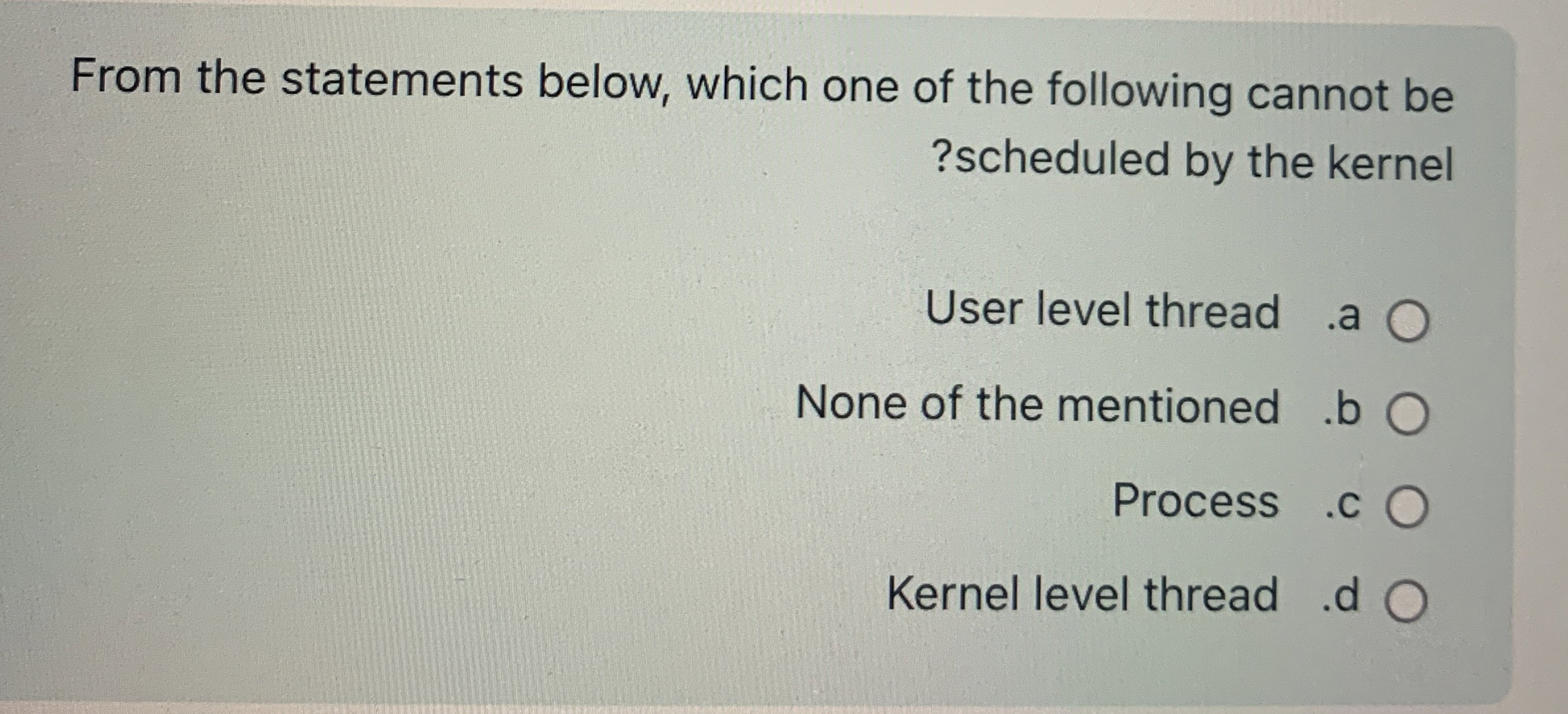 From the statements below, which one of the