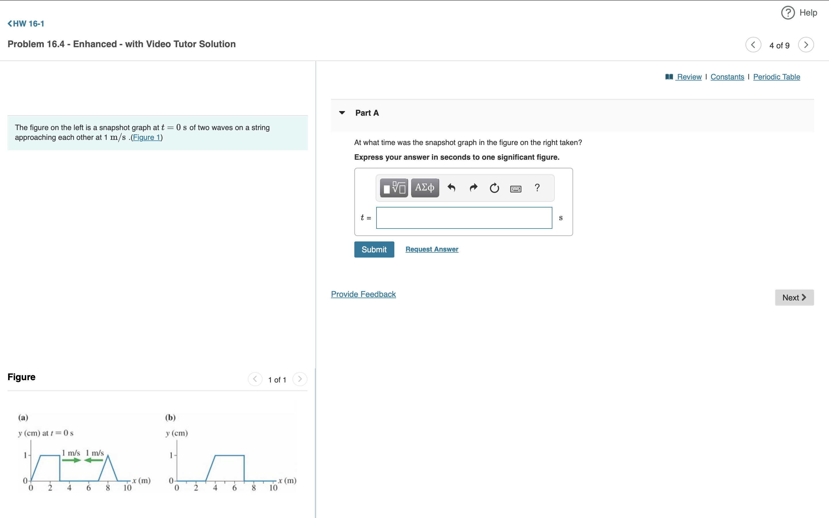 The figure on the left is a snapshot graph at t =