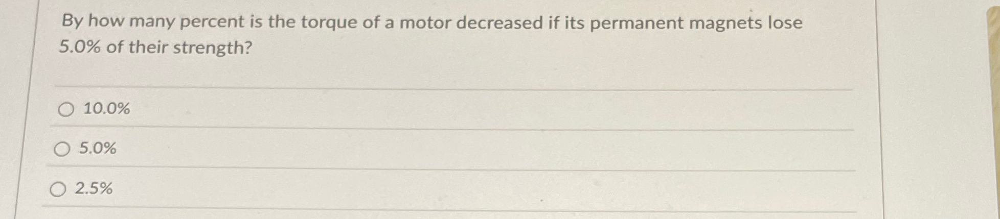 By how many percent is the torque of a motor