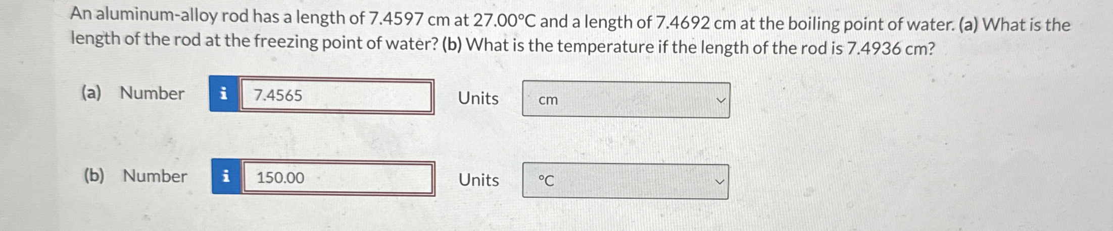 An aluminum - alloy rod has a length of 7 . 4 5 9