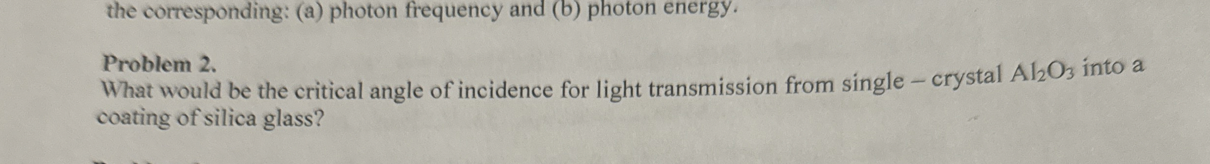 What would be the critical angle of incidence for