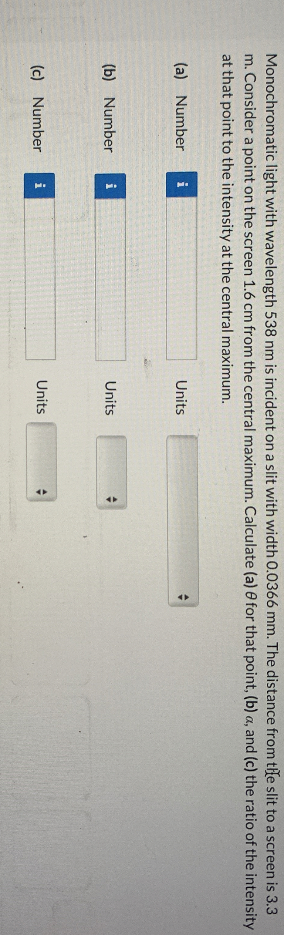 Monochromatic light with wavelength 5 3 8 nm is